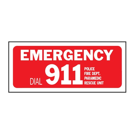 Hy-Ko Emergency Dial 911 Sign 6" x 14", 5PK A23009